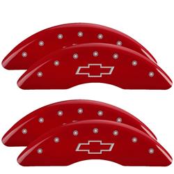 MGP Red Caliper Covers for 2011-2019 SILVERADO 2500 HD, SILVERADO 3500 HD - 14173SBOWRD