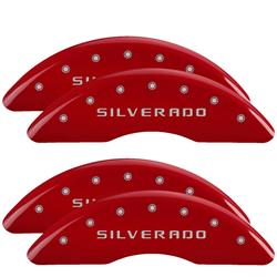 MGP Red Caliper Covers for 2011-2019 SILVERADO 2500 HD, SILVERADO 3500 HD - 14173SSILRD