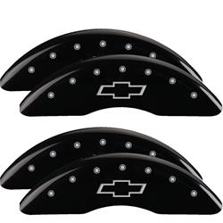 MGP Black Caliper Covers for 2020-2024 SILVERADO 2500 HD, SILVERADO 3500 HD - 14258SBOWBK