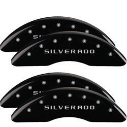 MGP Black Caliper Covers for 2020-2024 SILVERADO 2500 HD, SILVERADO 3500 HD - 14258SSILBK