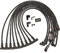 MOROSO RACE SPARK Spark Plug Wire Set, Mag Tune, Spiral Core, 8 mm, Black,  90 Degree Plug Boots, HEI Style Terminal, Under Headers, Small Block Chevy