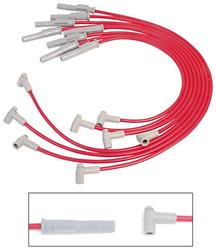 1962-2021 Chevrolet MSD Red Super Conductor Spark Plug Wire Set, 90 Degree  Plug, HEI Cap