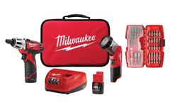 Milwaukee M12 Cordless 1/4 in. Screwdriver/LED Light/Bit Set Combos 2482-22