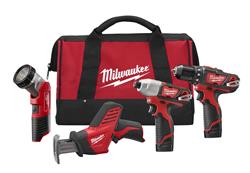 Milwaukee M12 Cordless Lithium-Ion 4-Tool Combo Kits 2498-24