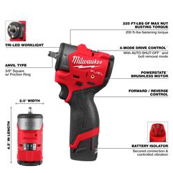 Milwaukee M12 FUEL 3/8 in. Subcompact Impact Wrenches with Friction Ring Kits 3049-22