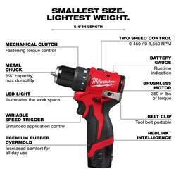 Milwaukee M12 Cordless 3/8 in. Drill/Drivers 3401-22