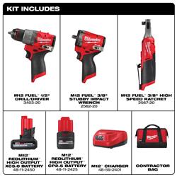 Milwaukee M12 FUEL 3-Tool Combo Kits 3424-23