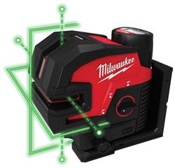 Milwaukee M12 Green Lasers with Cross Line and 4-Points 3624-21