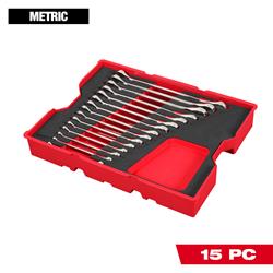 Milwaukee 15-Piece Ratcheting Combination Wrench Set with PACKOUT Drawer Trays 48-22-0156