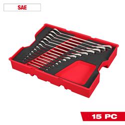 Milwaukee 15-Piece Ratcheting Combination Wrench Set with PACKOUT Drawer Trays 48-22-0157