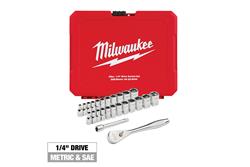 Milwaukee 25-Piece Ratchet and Socket Set with FOUR FLAT Sides 48-22-9044