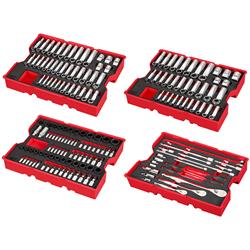 Milwaukee 242-Piece Metric and SAE Ratchet and Socket Set with Trays for PACKOUT Drawers 48-22-9490