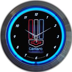 Camaro Tribar Neon Clock 8CAMRWB