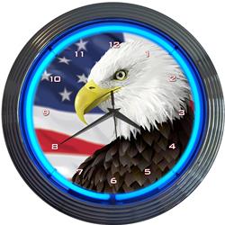 Eagle USA Flag Neon Clock 8EGFLG