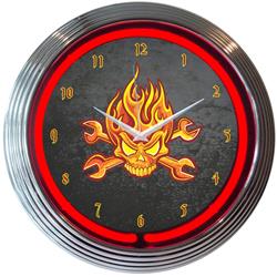 Skull And Wrenches Neon Wall Clock 8MFIRE