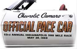 OER 1969 Camaro Indy 500 Pace Car Decals for 1969 CAMARO - PC011
