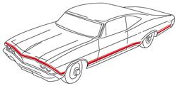 RESTOPARTS® Manufactured Body Stripe Decals for 1968 CHEVELLE - 3934117
