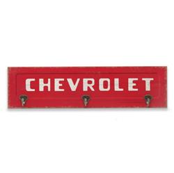 Chevrolet Red Tailgate Wood Wall Hooks Sign 90197478-S