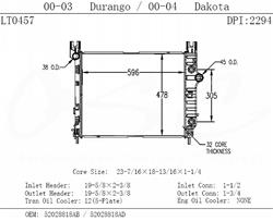 OSC Automotive Radiators for 2000-2004 DAKOTA, 2000-2003 DURANGO - 2294