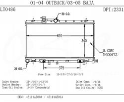 OSC Automotive Radiators for 2000-2004 OUTBACK, LEGACY, 2003-2006 BAJA - 2331
