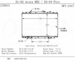 OSC Automotive Radiators for 2001-2002 MDX, 2003-2004 PILOT - 2417