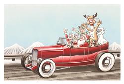 Santa's Red Hot Rod Christmas Cards—Set of 10 CC11166