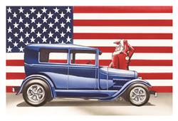 Santa Salutes the Flag with His Street Rod Christmas Cards CC11235