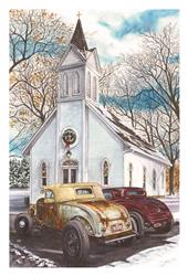 Rat Rod and Street Rod at Church Christmas Cards CC11238