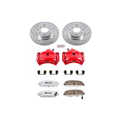 Power Stop K2373 Front Ceramic Brake Pad and Cross Drilled//Slotted Combo Rotor One-Click Brake Kit