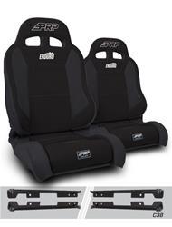 PRP Black Tweed Seat EnduroTrek Reclining Suspension Black Tweed Bucket Seat A89010-C38-50