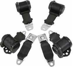 RetroBelt 3-Point Retractable Lap and Shoulder Seat Belt Systems RB-7273V-BLK