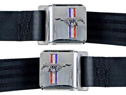 Scott Drake Mustang Emblem Seat Belts for 1964-1973 MUSTANG - SB-AQ-H