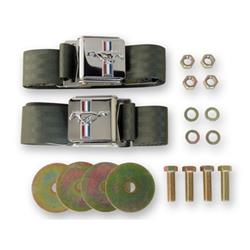 Scott Drake Mustang Emblem Seat Belts for 1964-1973 MUSTANG - SB-GN-H