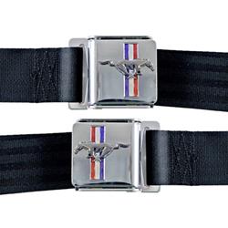 Scott Drake Mustang Emblem Seat Belts for 1964-1973 MUSTANG - SB-LB-H