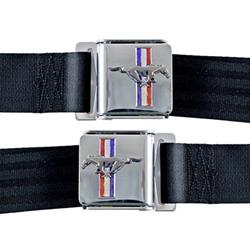 Scott Drake Mustang Emblem Seat Belts for 1964-1973 MUSTANG - SB-SA-H