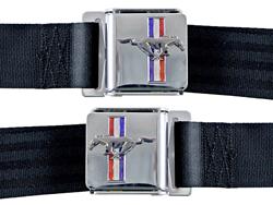 Scott Drake Mustang Emblem Seat Belts for 1964-1973 MUSTANG - SB-WT-H