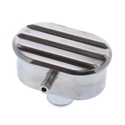 HotRod99 Retro Finned Polished Aluminum Push-in Breather Oval with PCV and tube 