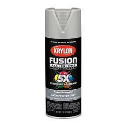 Krylon Fusion All-In-One Spray Paint 12 Oz. Satin Gray/Silver 2744