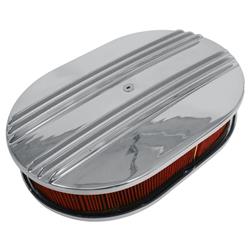 12x2 Oval Air Cleaner – Red, Washable & Reusable Super Flow Filter For 5-1/8 Carb Neck