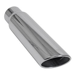 WESDON Stainless Steel Exhaust Tip – 2.5" Inlet, 4" Outlet, 16" Long, Dual Slant Angle, Polished