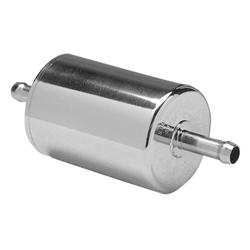 G.K. Industries Chrome Canister Inline Fuel Filter – 3/8" Hose ID, Carburetor, Paper Element, GF69M