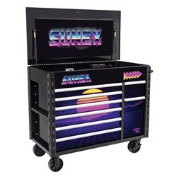 Sunex Tools Synth Retro Designed JUIC'D Box 7-Drawer Powered Carts 8065PCBKSYNTH