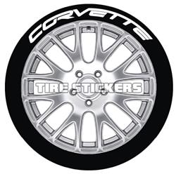 Tire Stickers Pre-Curved Permanent Raised Letter Kits CORVETTE-1.25-4-W