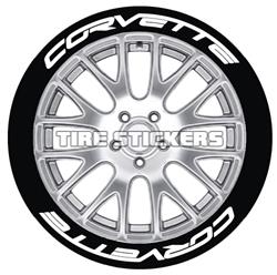 Tire Stickers Pre-Curved Permanent Raised Letter Kits CORVETTE-1.25-8-W