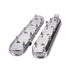 Top Street Performance JM8093-2P Polished Tall Fabricated Racing Valve Cover with Rail Long Bolt 