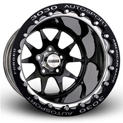 3030 Autosport Drag Ops Series MACH-10 Jet Black/Polished Single Beadlock Wheels for M/T Tires 15x10