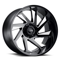 Tuff Wheels T1B True Directional Gloss Black Wheels with Milled Spokes 22x12