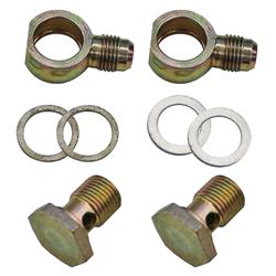 2200466 6AN Power Steering Fitting Kit. M16x1.5 and M14x1.5 gasket style.  Zinc plated steel.