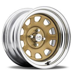U.S. Wheel 022 Series Drift Daytona FWD Gold Wheels with Chrome Hoops 17x8