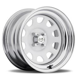 U.S. Wheel 022 Series Drift Daytona FWD White Wheels with Chrome Hoops 17x8
